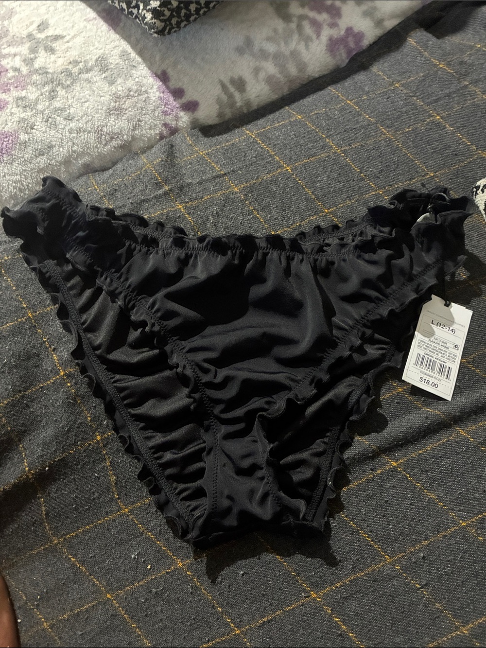 Shade & Shore Black Ruffled Girls Swim Bottoms